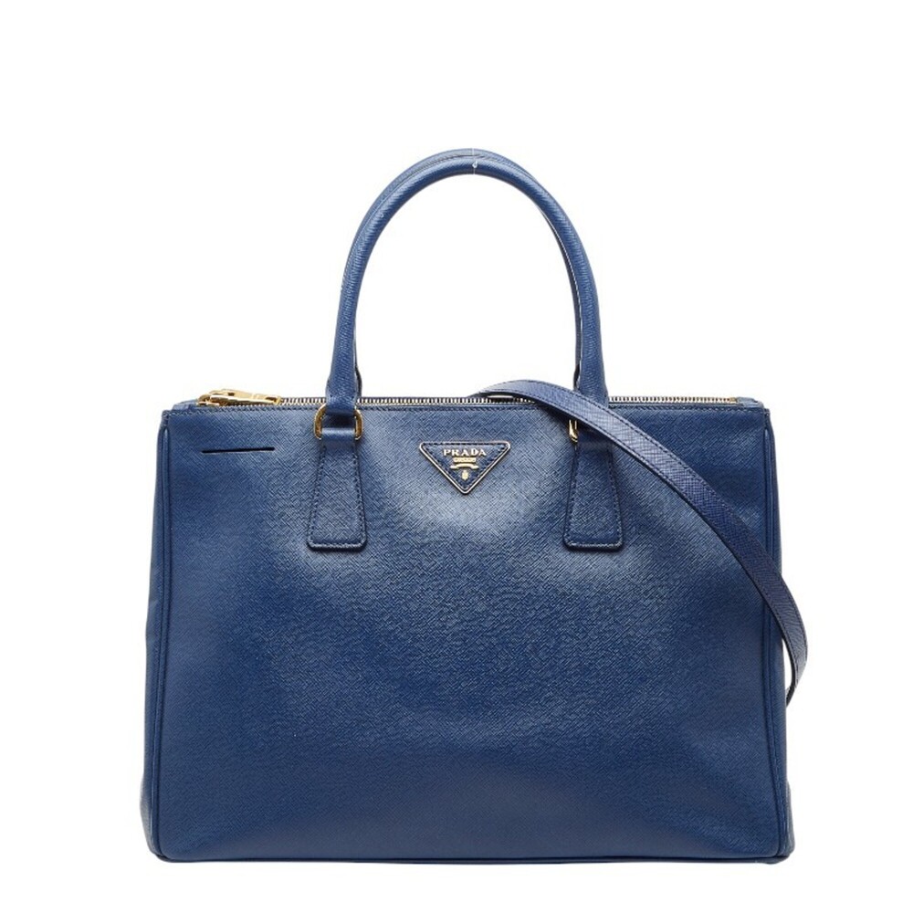 PRADA Blue Leather Saffiano Shoulder Bag - Picture 1 of 13